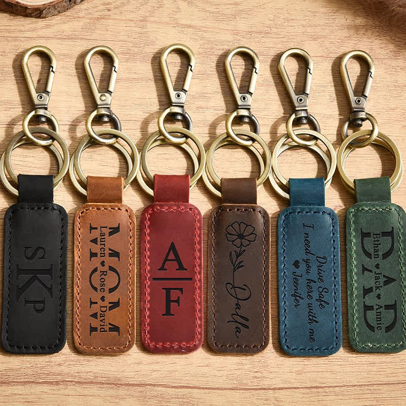Cutsom Gravur Personalisierter Geschenk-Leder-Schlüsselanhänger - image 10