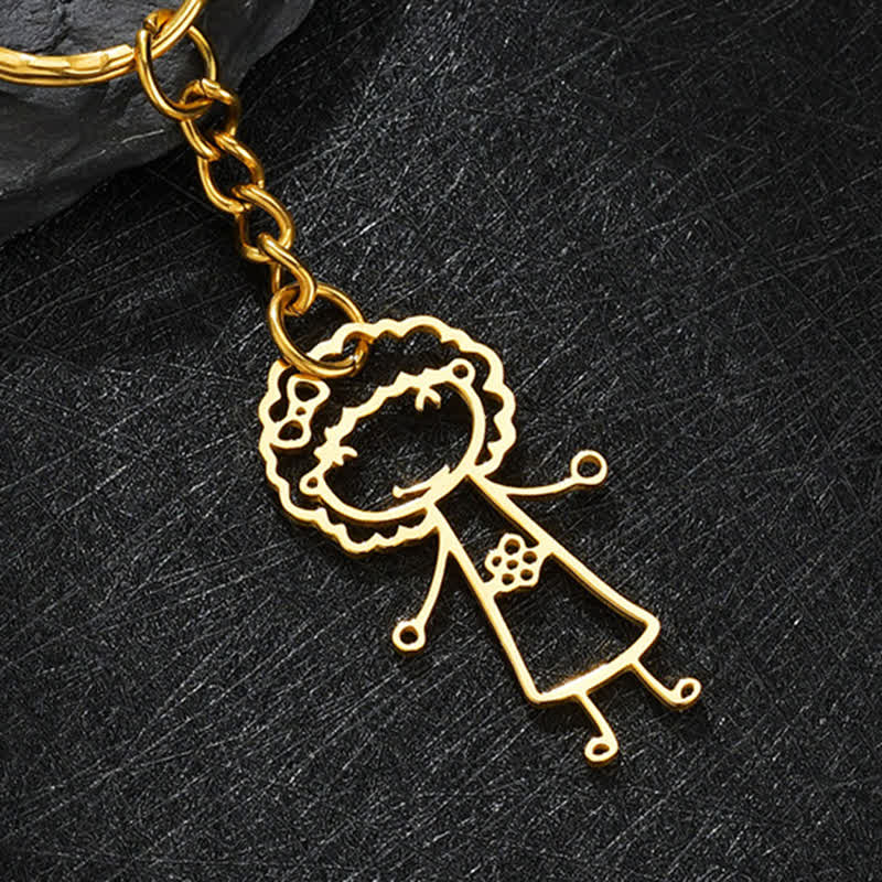 Creative Cutsom Schlüsselanhänger mit echten Kinderzeichnungen - Gold - image 6