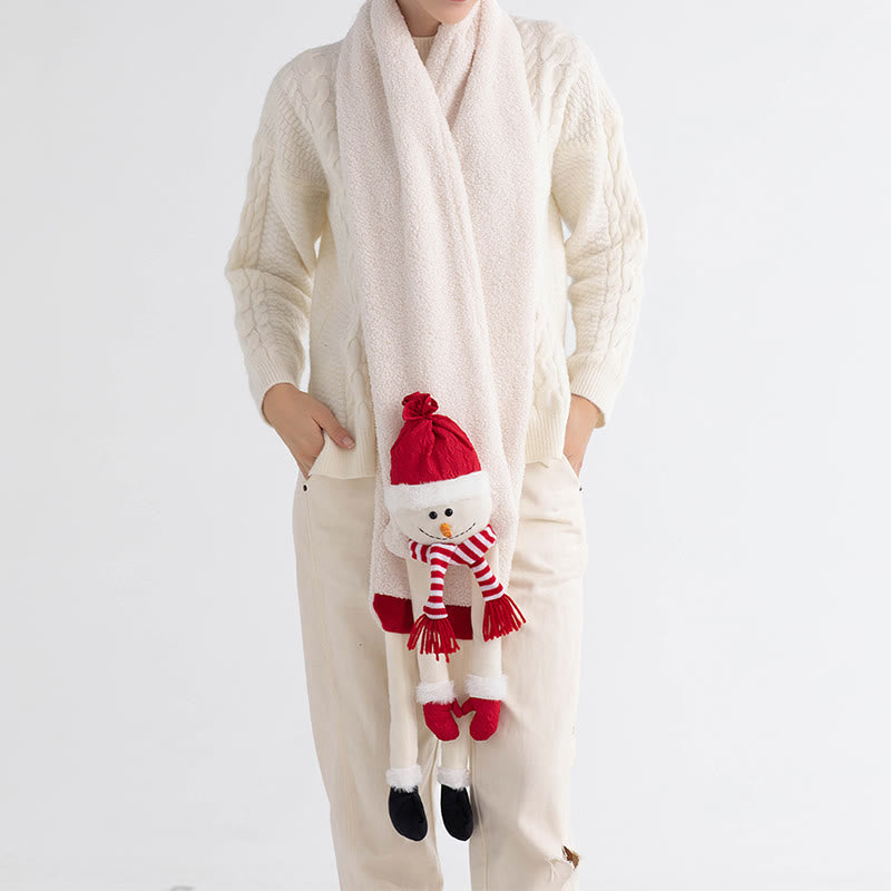 Frohe Weihnachten Rote Mütze Schneemann Winter Strickschal - image 4