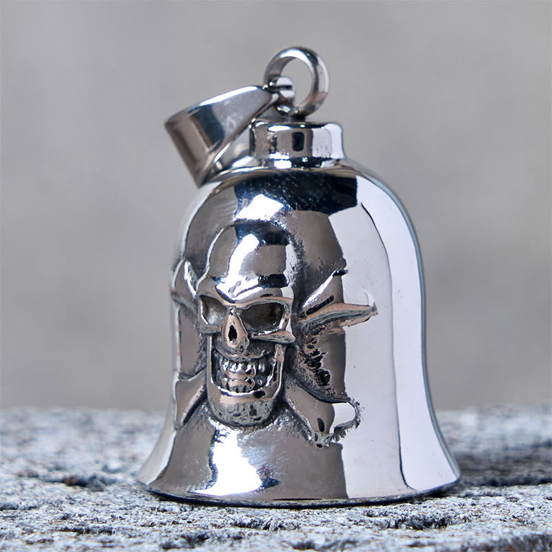 Silberner Wikinger-Totenkopf-Reitglocken-Schlüsselanhänger - image 2