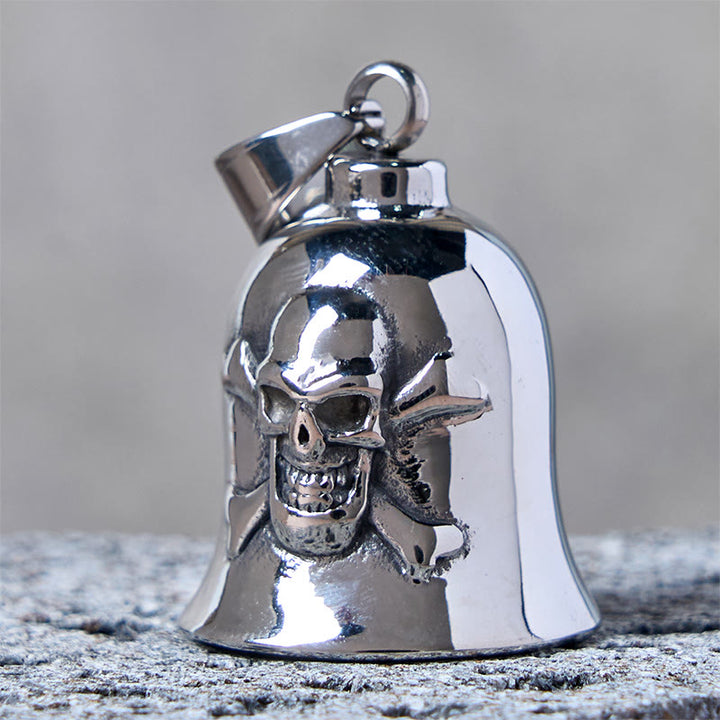 Silberner Wikinger-Totenkopf-Reitglocken-Schlüsselanhänger - image 2