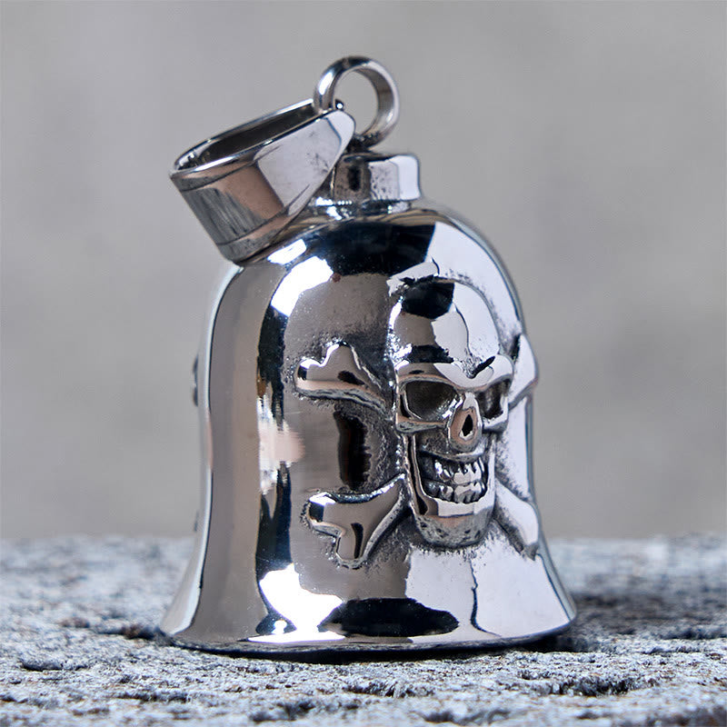 Silberner Wikinger-Totenkopf-Reitglocken-Schlüsselanhänger - image 3