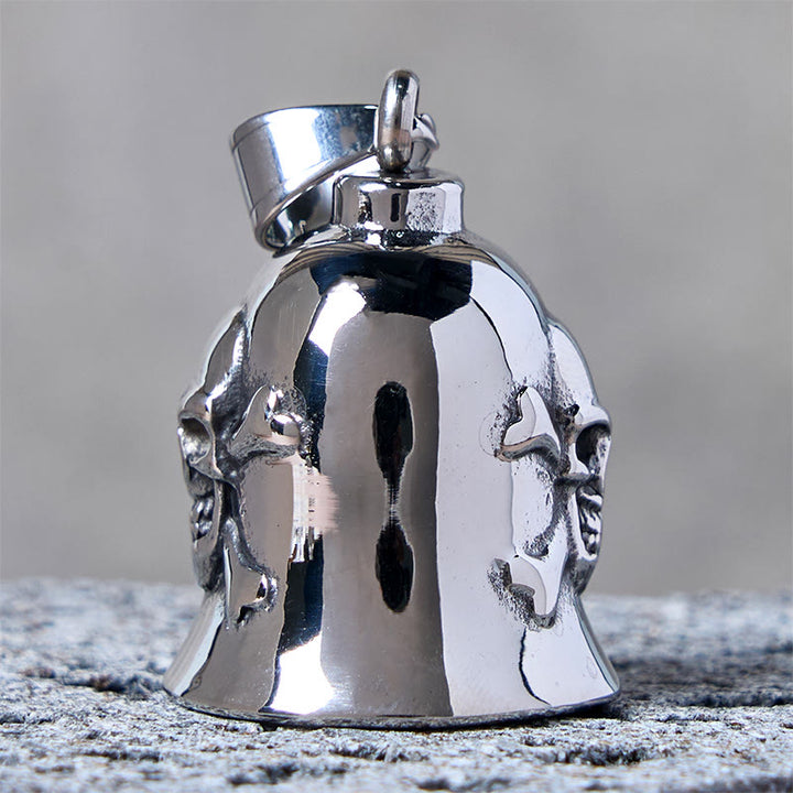 Silberner Wikinger-Totenkopf-Reitglocken-Schlüsselanhänger - image 4
