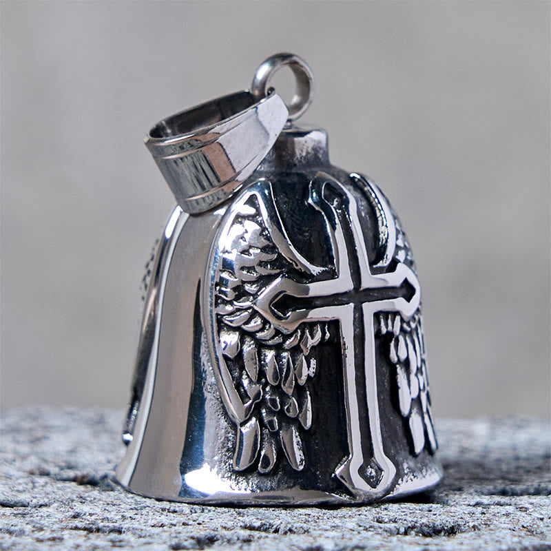 Silberner Wikingerkreuz und Flügelglocke Schlüsselanhänger - image 3