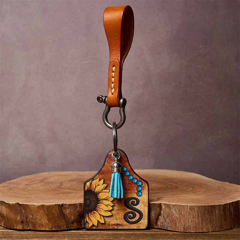 Western Sonnenblumen Buchstabendruck Anhänger Hufeisenschnalle Schlüsselanhänger - image 12