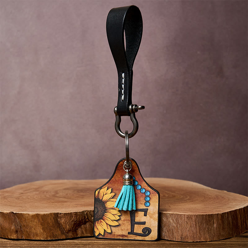 Western Sonnenblumen Buchstabendruck Anhänger Hufeisenschnalle Schlüsselanhänger - image 3