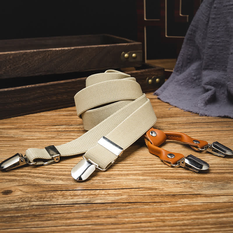 Hellkhakifarbene, elastische Hosenträger für Trauzeugen - image 2