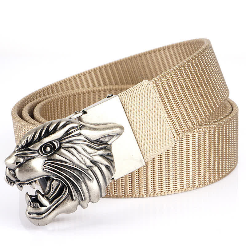Nylon-Gürtel mit brüllendem Tigerkopf für Männer