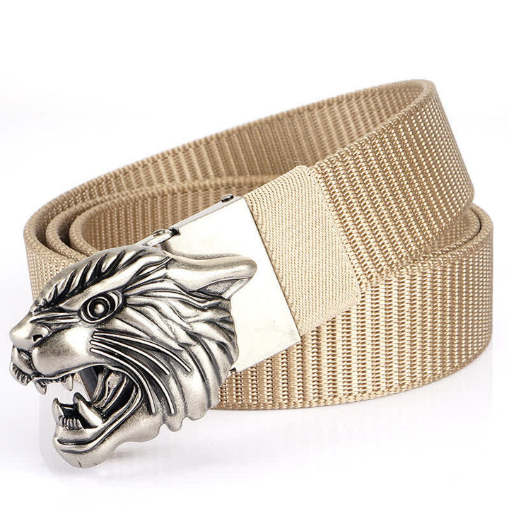Nylon-Gürtel mit brüllendem Tigerkopf für Männer