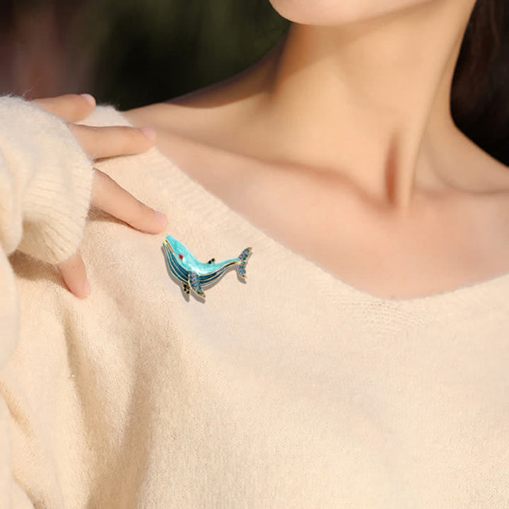 Frauen Schatz Wal Emaille Brosche