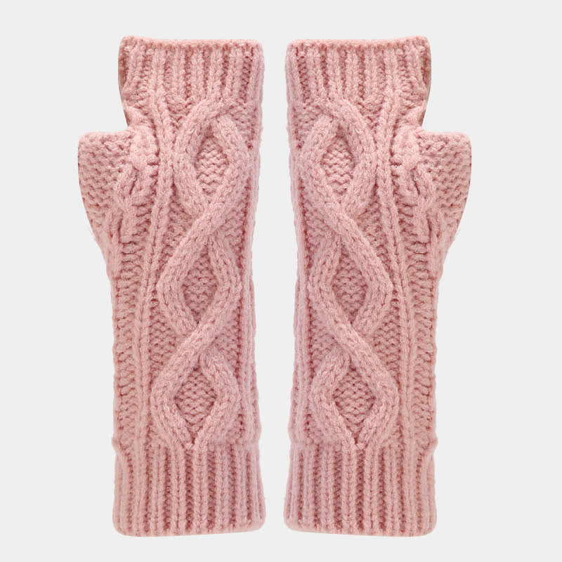 3-tlg. Frauen Strickmütze Schal Fingerlose Handschuhe Set