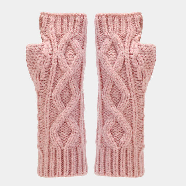 3-tlg. Frauen Strickmütze Schal Fingerlose Handschuhe Set