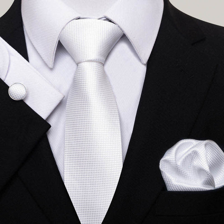 3er-Set weiße, elegante einfarbige Krawatte für Männer