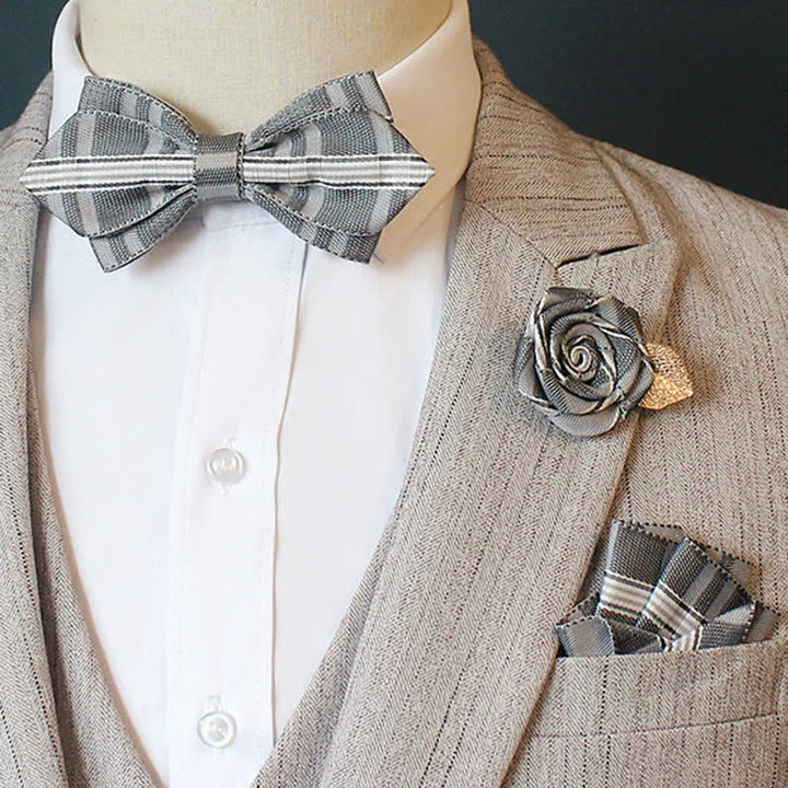 3-teiliges Horizon Stripe Plaid Fliegen-Set für Herren