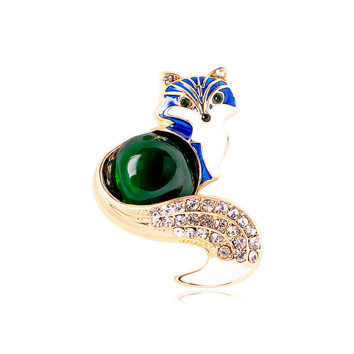 Damen Glasiert Emaille Fuchs Brosche