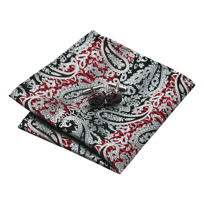 Rot & Schwarz 3er-Set Herren Paisley Krawatte