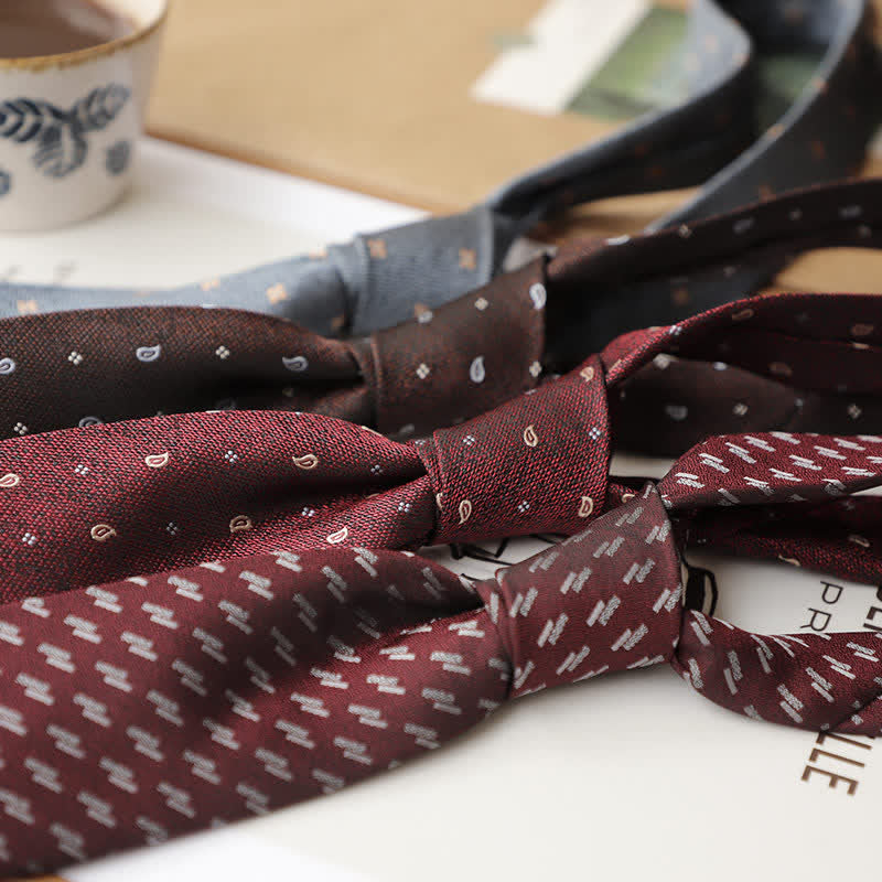 2er-Set Vintage Krawatten und Einstecktücher für Herren mit Mini-Motiv