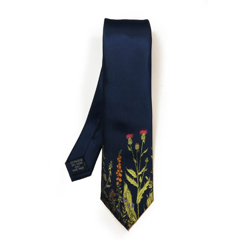 Marineblau Herren-Krawatte Mit Blumenmuster