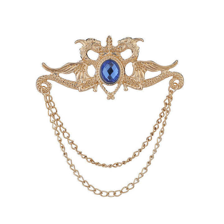 Vintage Drachen Kristall Quastenbrosche für Männer