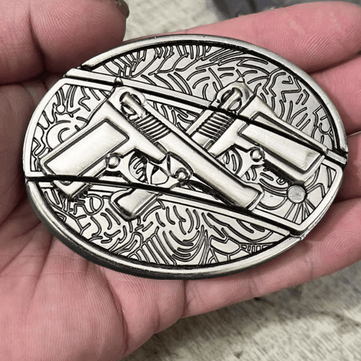 Doppelter Waffenledergürtel für Herren mit Klappmesser