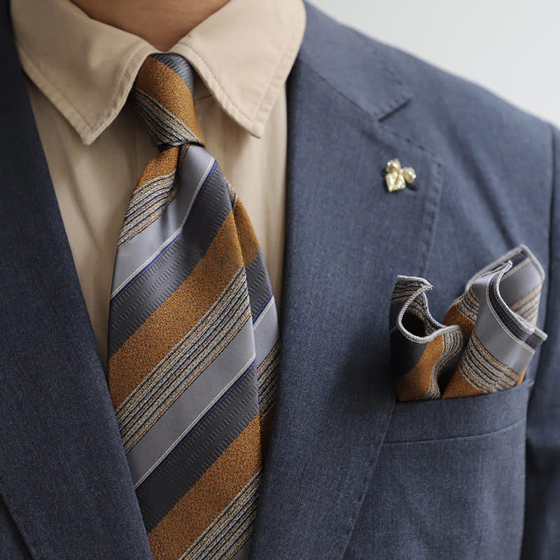 2-teiliges Herren-Set aus britischen, farblich kontrastierenden gestreiften Krawatten