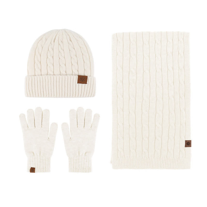 3-teiliges Unisex Warm Hut Schal Handschuh-Set