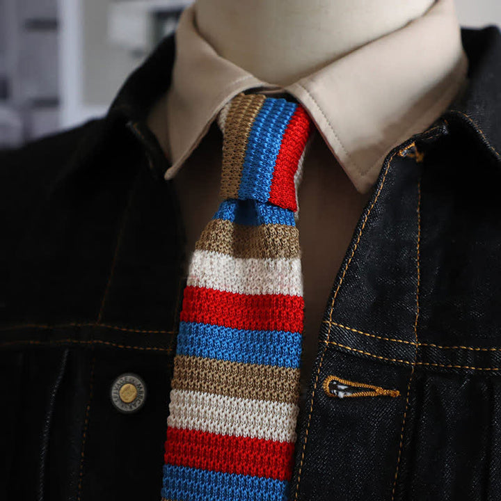 Herbst Herren Horizontal gestreifte Strickkrawatte