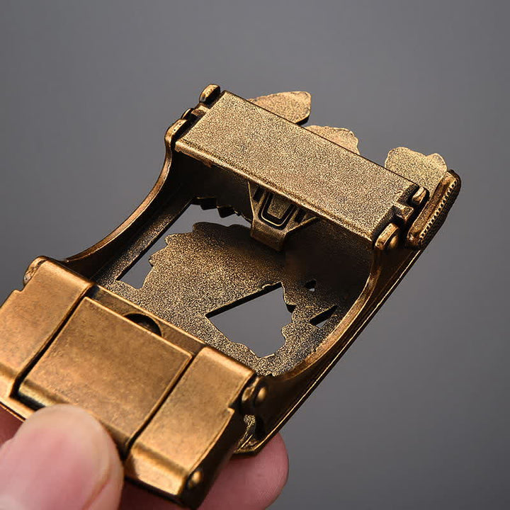 Herren DIY Gürtel mit automatisch spreizbaren Adlerschwingen-Schnalle aus Leder