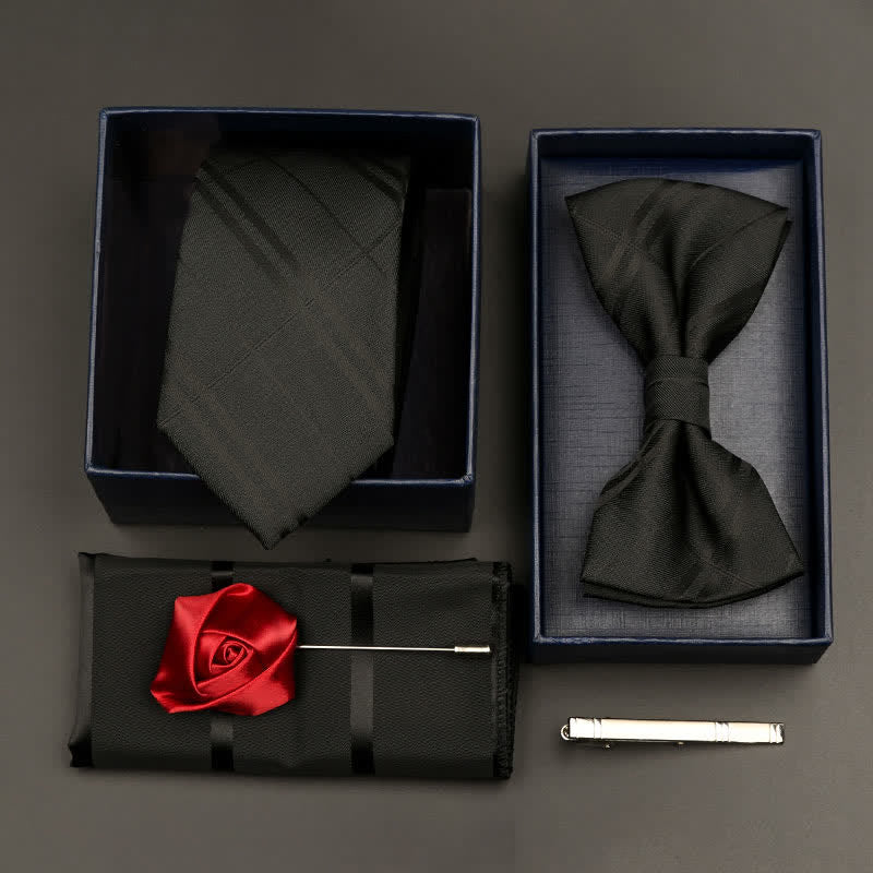 5-tlg. Set für formelle Geschäftskrawatten und Fliegen für Herren