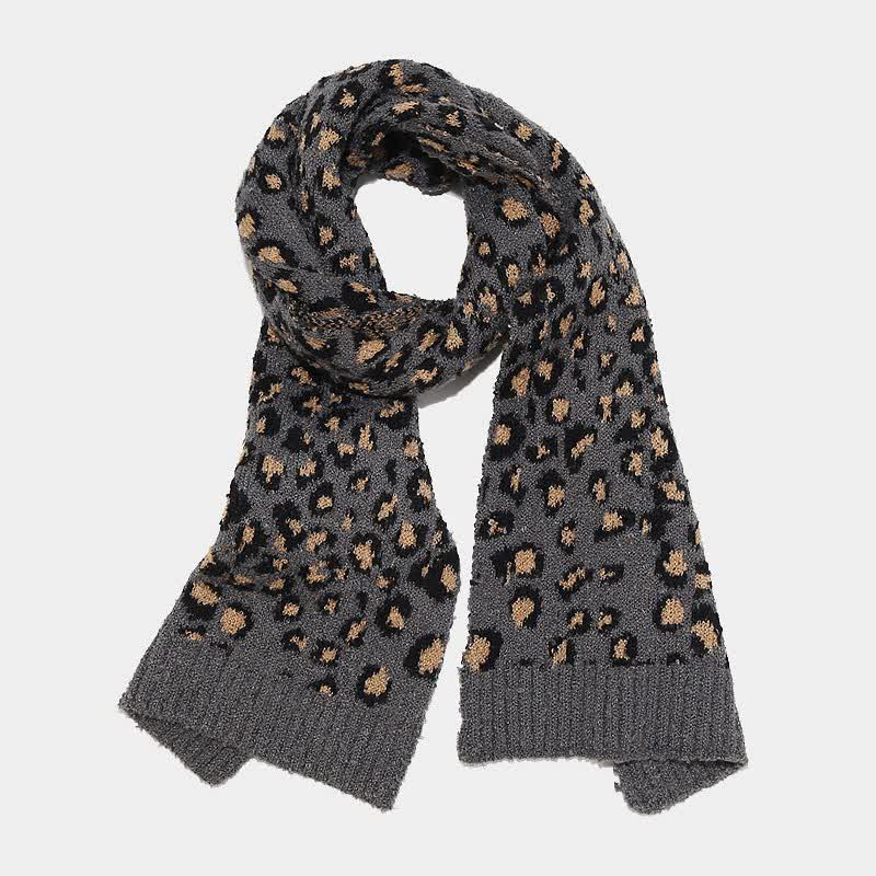 3-teiliges Damen-Set mit Leopardenmuster-Mütze, Schal und Handschuhen