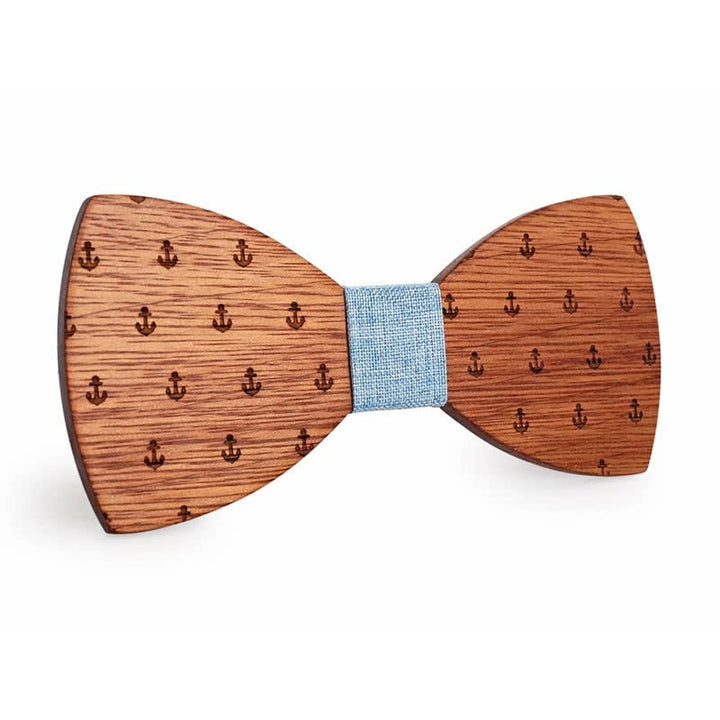 Holzfliege mit nautischem Anker-Design für Herren