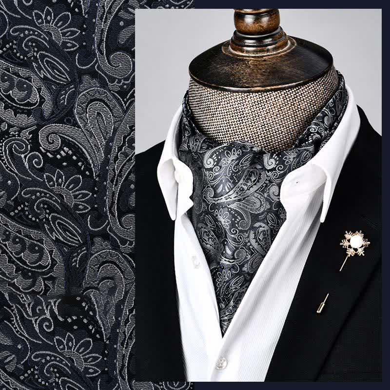 Schwarz & Weiß Moderne Pracht Blumen Ascot Paisley Krawatte