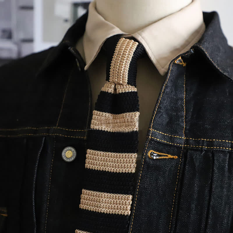 Herbst Herren Horizontal gestreifte Strickkrawatte