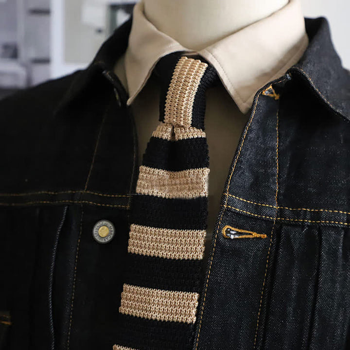 Herbst Herren Horizontal gestreifte Strickkrawatte