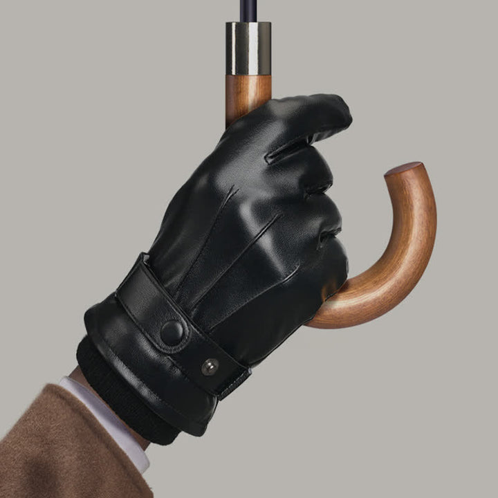 Wasserdichte PU-Lederhandschuhe für Herren mit Touchscreen-Funktion