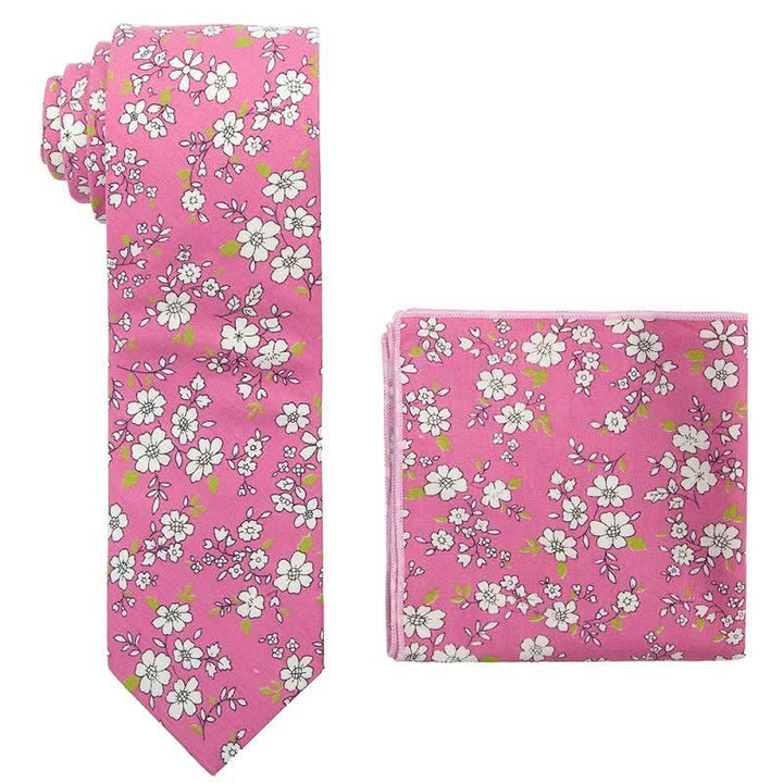 2-teiliges Herren Krawatten-Set mit Gänseblümchen und Rosen