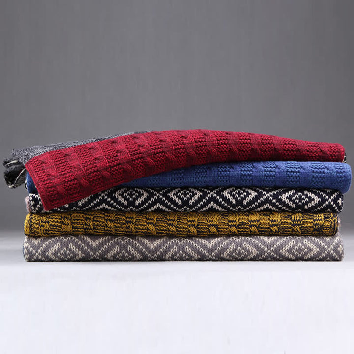 Herren Argyle Gestrickter Color Block Schal