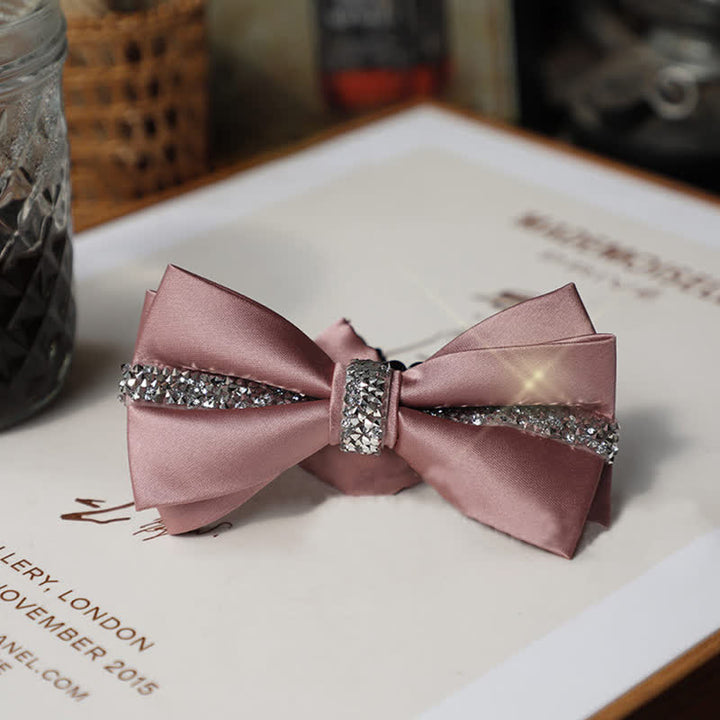 Herren-Set aus Satin mit Fliege und Einstecktuch und glänzendem Strass
