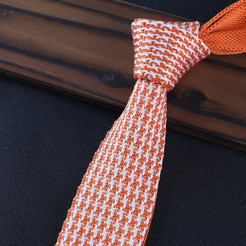 Hahnentritt-Karo Gestrickte Krawatte für Männer