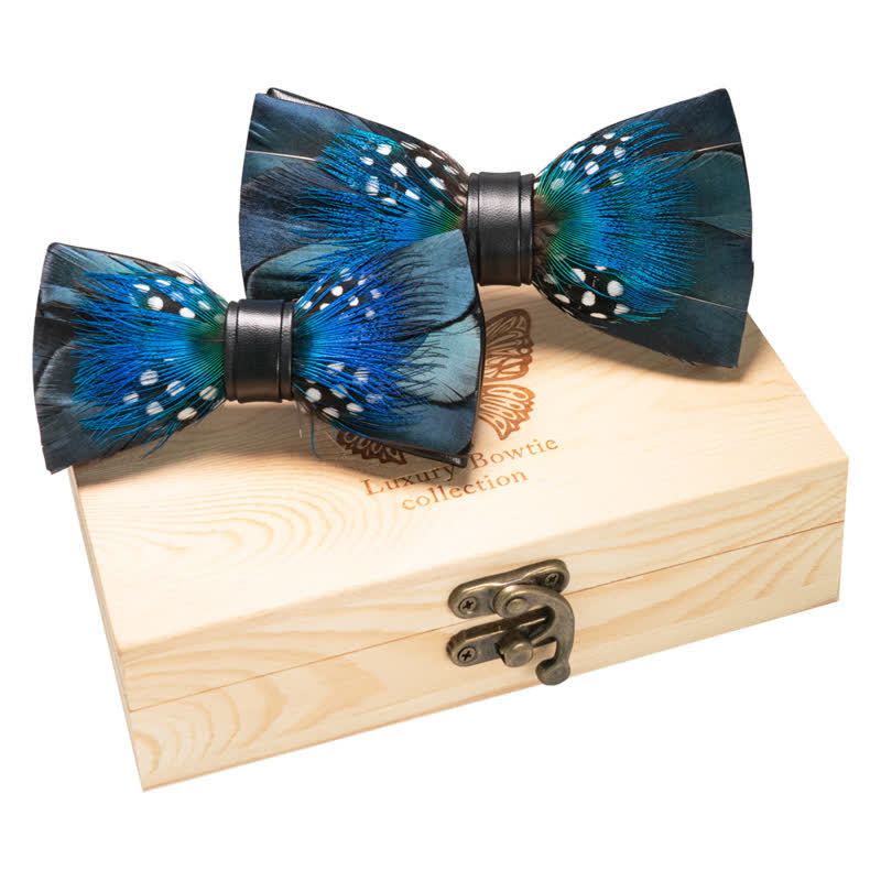 2er Set SteelBlue & Schwarz Eltern-Kind Polka Fliegen