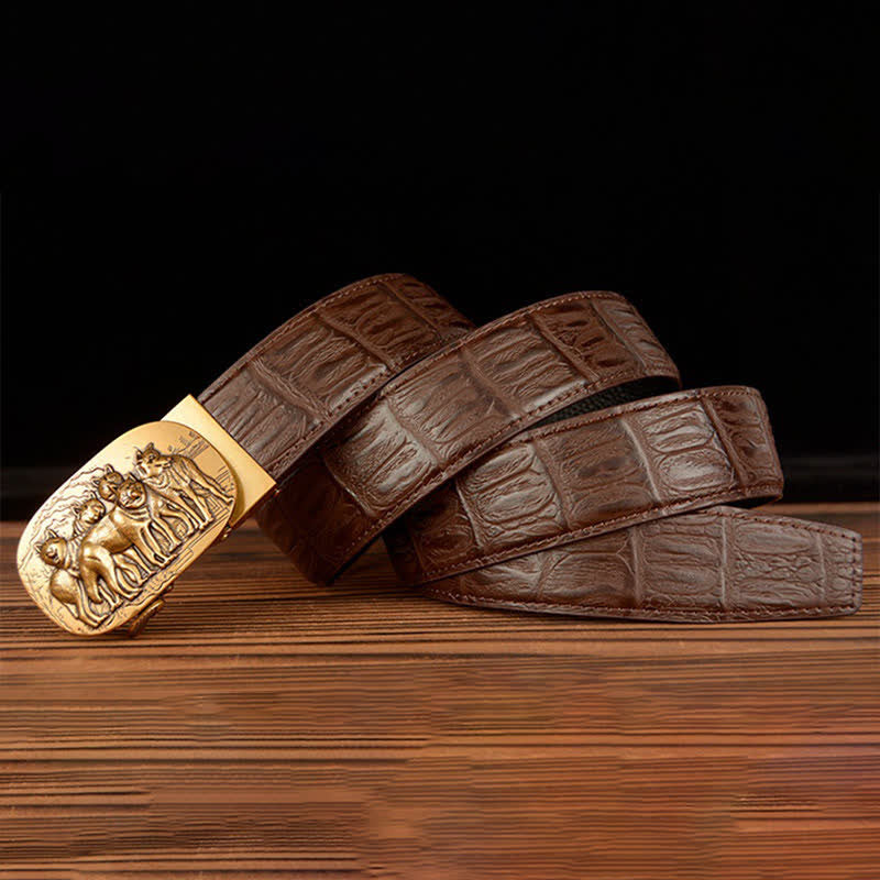 Herren-Ledergürtel mit Krokodilmuster von Pack Of Wolves