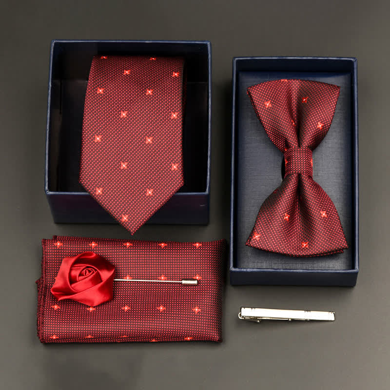 5-tlg. Set für formelle Geschäftskrawatten und Fliegen für Herren