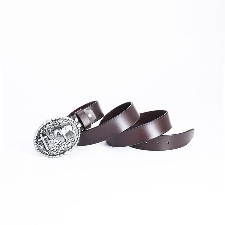 Herren Steed Kreuz Knien Gebet Ledergürtel