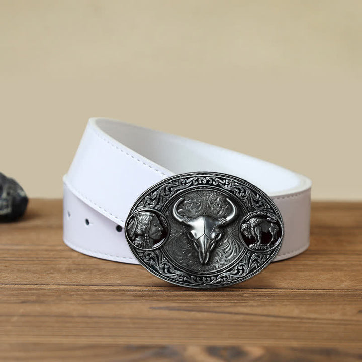 Herren-DIY-Typischer Westlicher Totenkopf Schnallen Ledergürtel