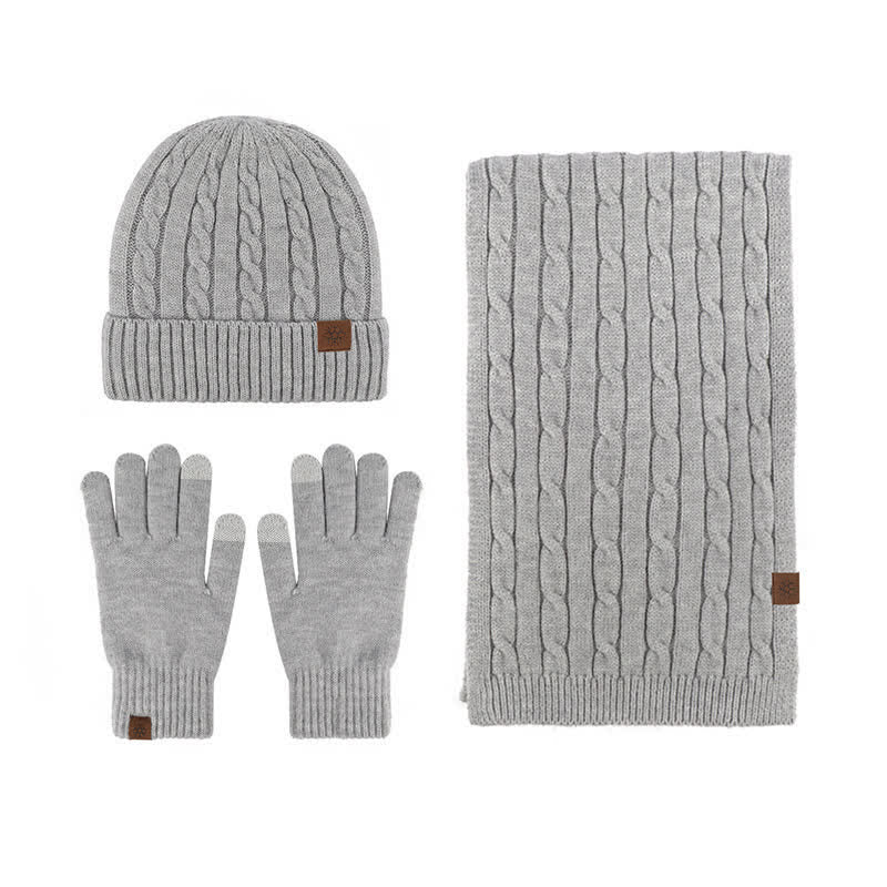 3-teiliges Unisex Warm Hut Schal Handschuh-Set