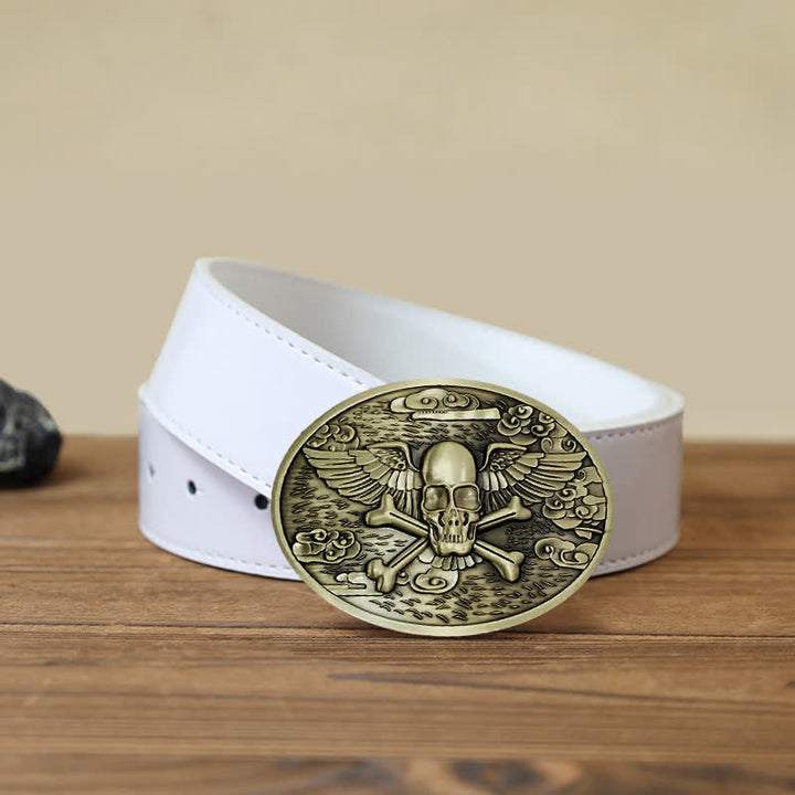 Herren DIY Totenkopf-Engel Kreative Bierhalter-Schnalle Ledergürtel