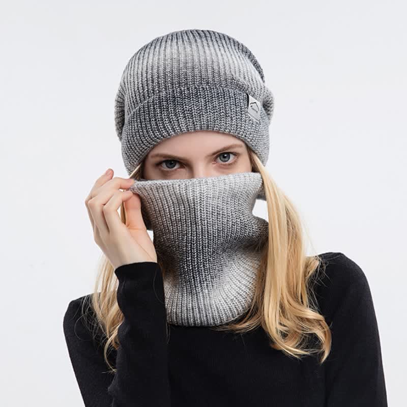 2er Pack Dehnbares Farbverlauf Hut- und Schal-Set