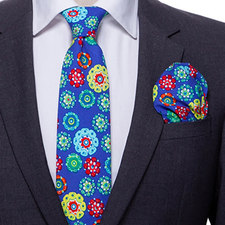 2er Set Herren Krawatte im Bohemian Stil mit Blumenmuster