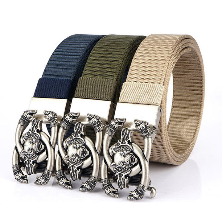 Herren Wilder Wolf im Flammen Nylon Gürtel