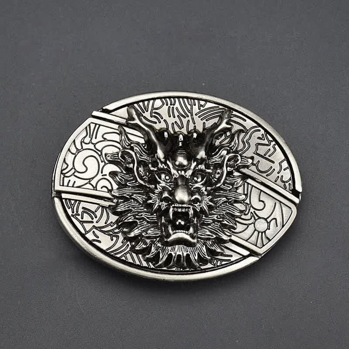 Herren-Ledergürtel mit Drachenkopf und Klappmesser